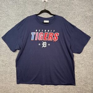 Detroit Tigers Shirt Mens 2XL XXL Blue MLB Majestic Short Sleeve T-Shirt NWOT